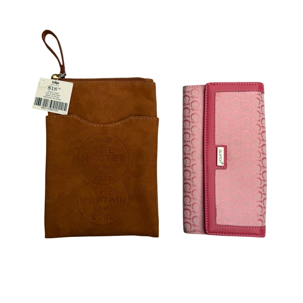 Indigo Paper Buxton Wallet Pouch Set Brown Pink Y2K Dark Academia Preppy OS